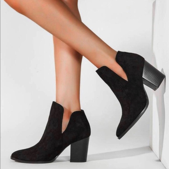Shein suede v-cut ankle boots, black size 39/8 US - Picture 5 of 7